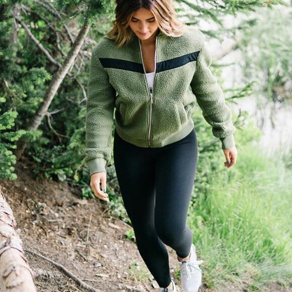 ZYIA ACTIVE Women's Flying V Fleece Zip Up Jacket Green Size XXXL Sherpa Jacket - Picture 1 of 9